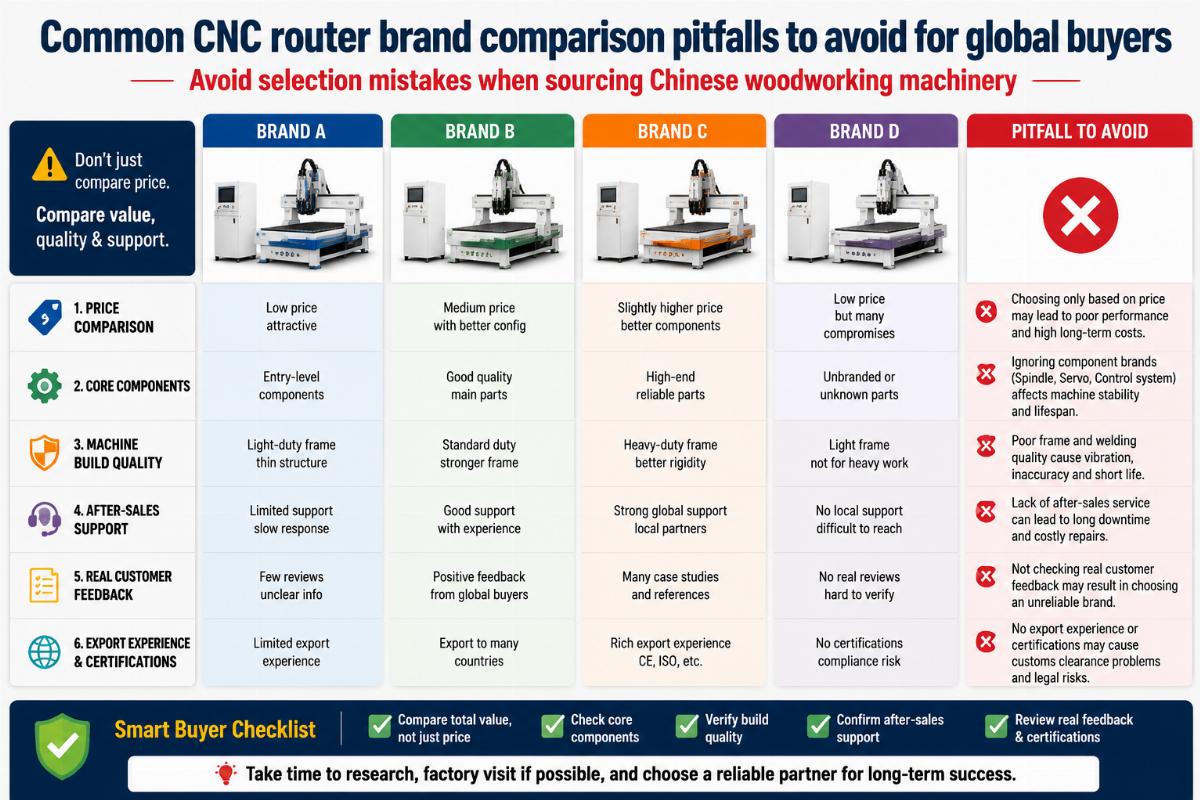 Common CNC router brand comparison pitfalls to avoid for global buyers