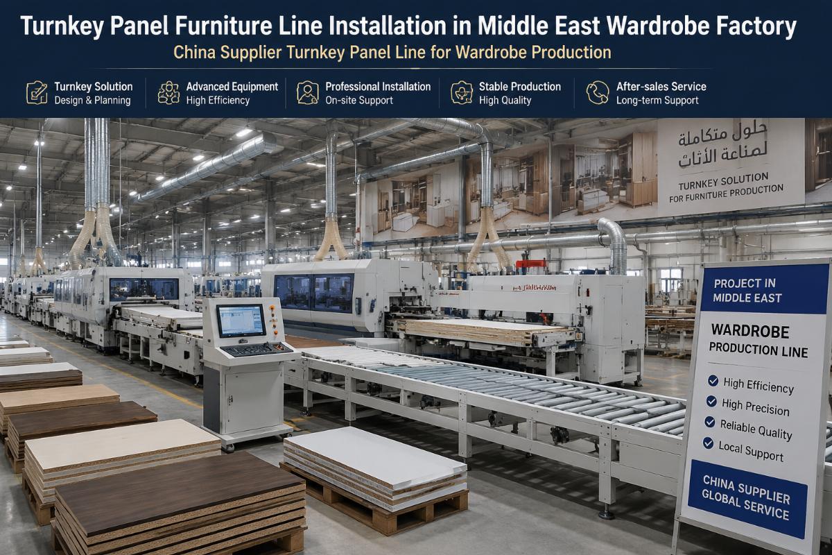 China supplier turnkey panel line for wardrobe production Turnkey panel furniture line installation in Middle East wardrobe factory