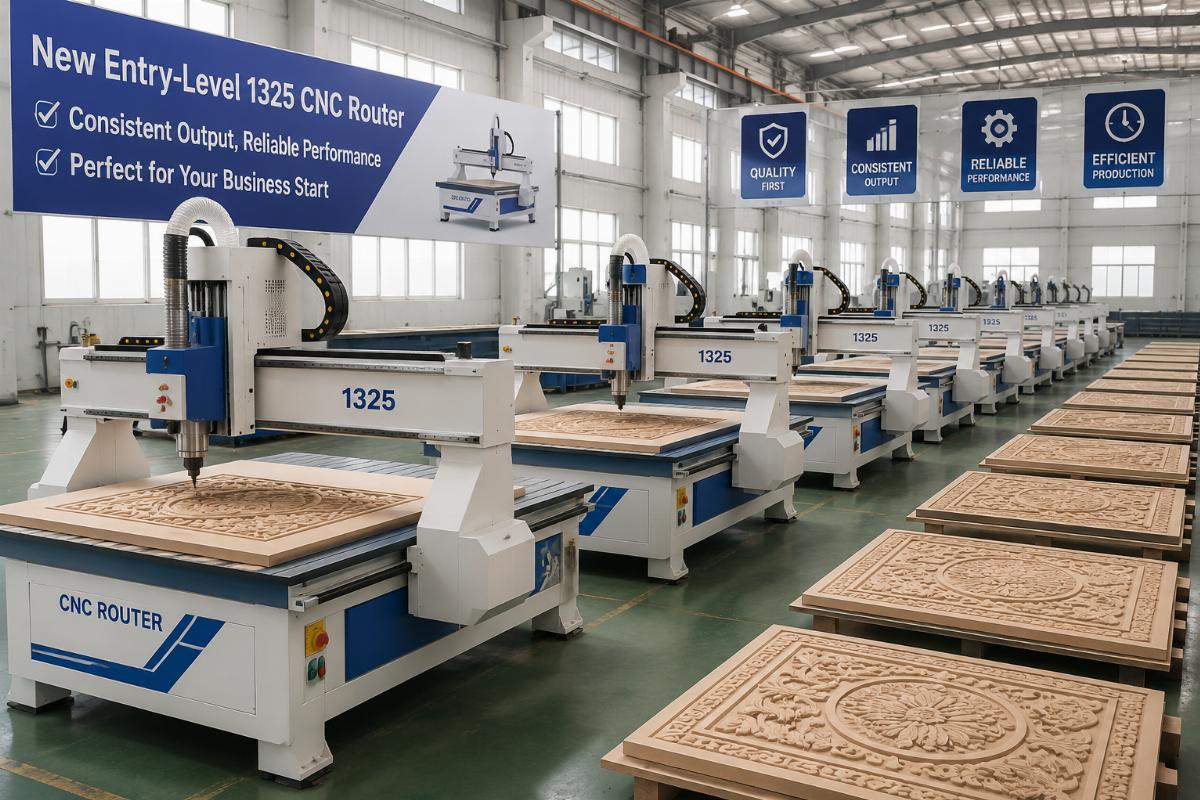 New CNC router production output Workshop production line showing consistent output from a new entry-level 1325 CNC router