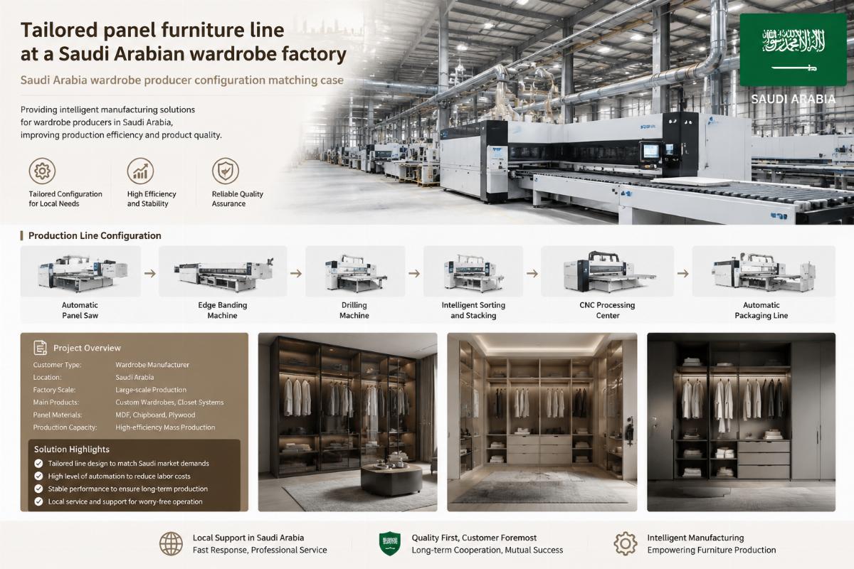 Tailored panel furniture line at a Saudi Arabian wardrobe factory